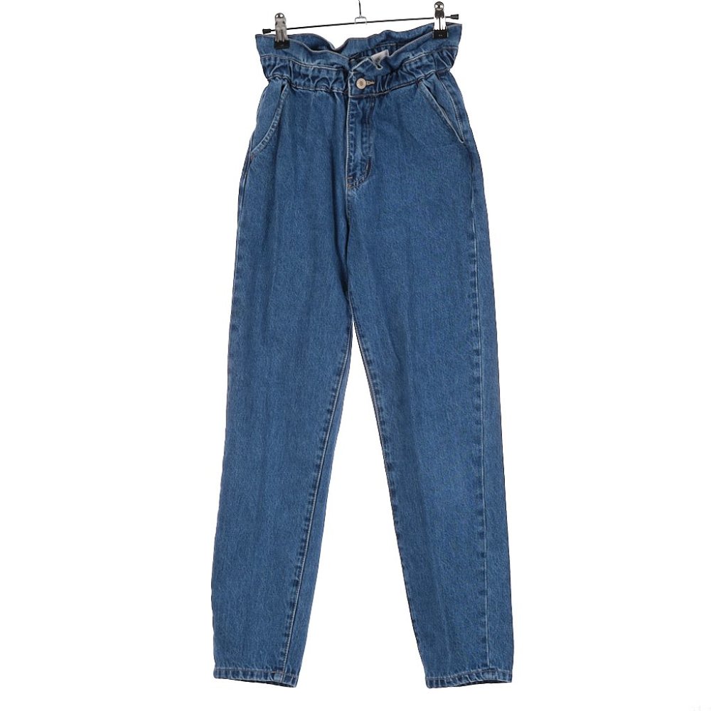 KanCan High Rise Paperbag Straight Leg Jeans Medium-Dark Wash Size Small